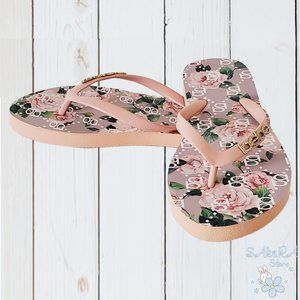 NWT BEBE AUTHENTIC FLORISSA NUDE WOMEN'S THONG SLIP ON FLIP FLOPS SANDALS